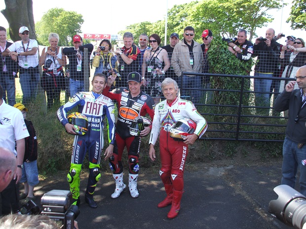 Valentino Rossi, John McGuinness and Giacomo Agostini